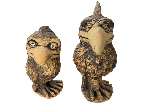 J & J Mullins, two Wally Bird figures, tallest 17.5cm.