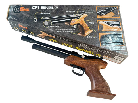 SMK CP1 .22 air pistol with box, no licence required to buy this lot,...