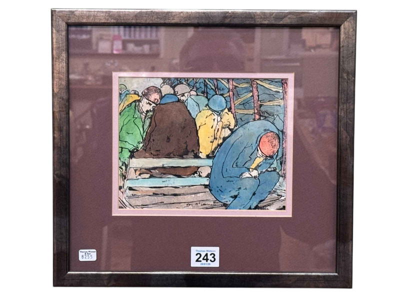 Tom McGuinness, 'After the Shift', colour wash, signed, 14.5cm by 18cm, framed *ARR (Artists Resale Royalty Charge) may apply to this lot*.