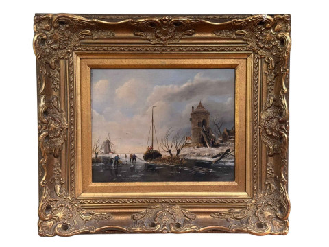 A Wessling, Dutch River and Landscape Scene, oil on board, signed lower...