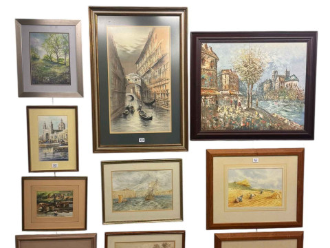 Collection of ten various pictures including Continental oil, landscapes,...