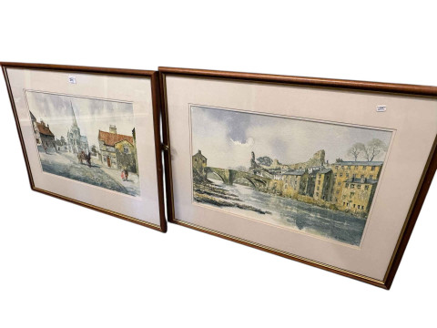Eric Thompson, five framed watercolours including Darlington Market Square, Barnard Castle, etc. thumbnail