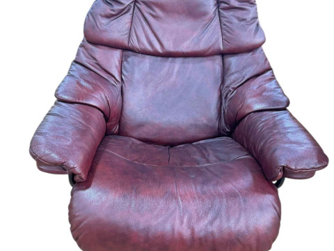 Stressless burgundy leather adjustable reclining armchair.