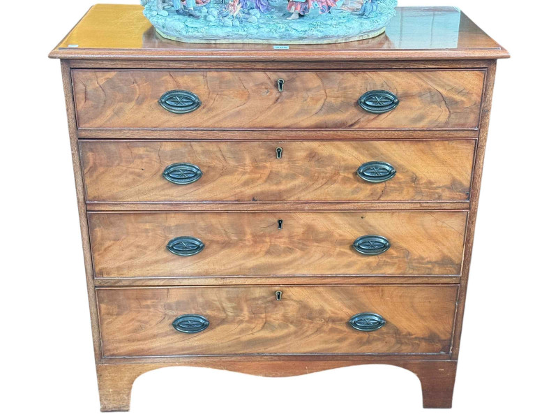 19th Century mahogany chest of four long drawers, 95cm by 95cm by 46.5cm.