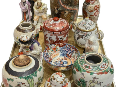 Large Satsuma vase, 25cm, Chinese ginger jars, USSR figures, Oriental...