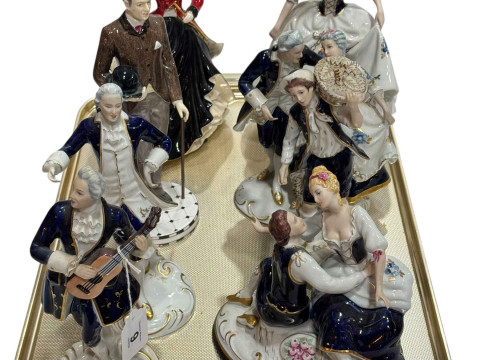 Six Royal Dux figures, Coalport limited edition Kate, and Gentleman figure...