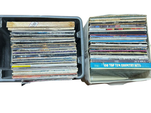 Two boxes of LP records, used but including some 1970's and 80's.