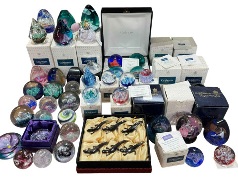 Large collection of Caithness glass paperweights, some with boxes, and...