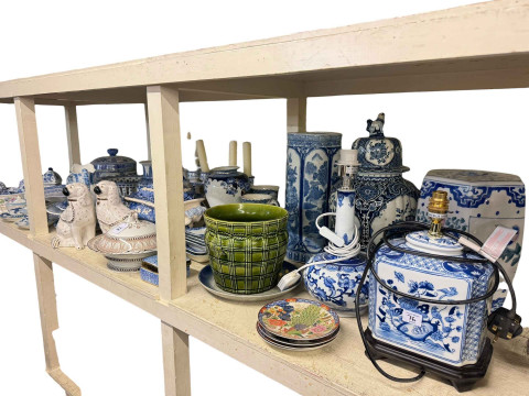 Collection of Victorian and later blue and white china including Masons...