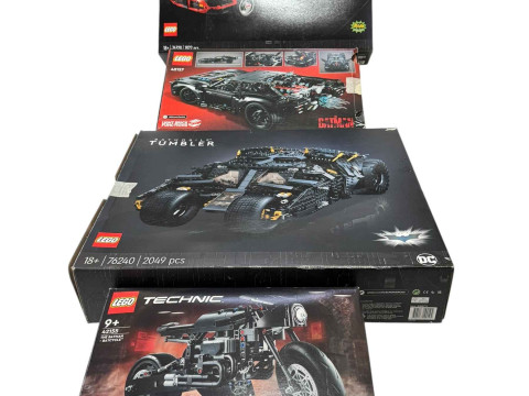 Four boxed Lego Batman vehicle construction kits, model numbers 76240,...