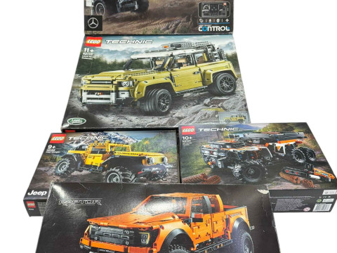 Five boxed Lego Technic vehicle construction kits, model numbers 42126,...