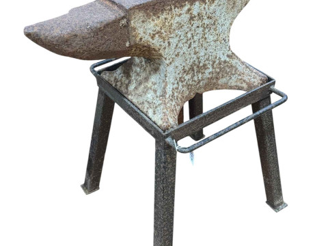 Vintage Blacksmiths anvil on stand, 75cm high including stand.