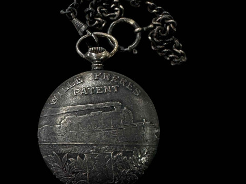 Wille Freres Patent railway pocket watch with albert. thumbnail