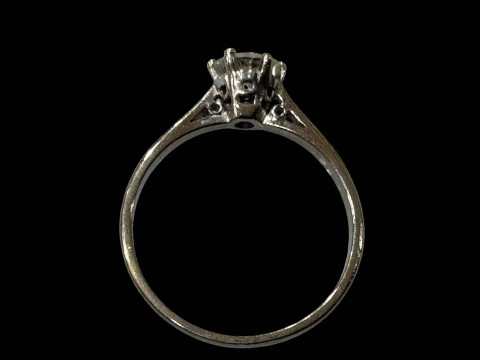 Diamond solitaire ring, approximately 0.75 carat, claw set in 18 carat white gold and platinum, size N. thumbnail