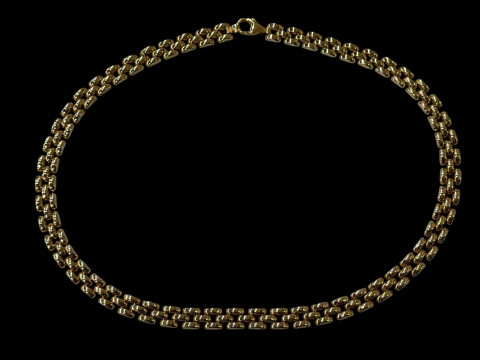 9 carat gold gate link necklace, 43cm length.