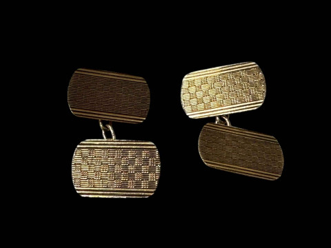 Pair 9 carat gold engine-turned cufflinks.