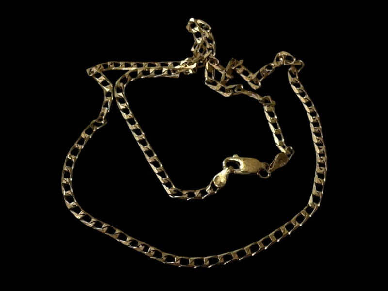 9 carat gold flat link necklace.