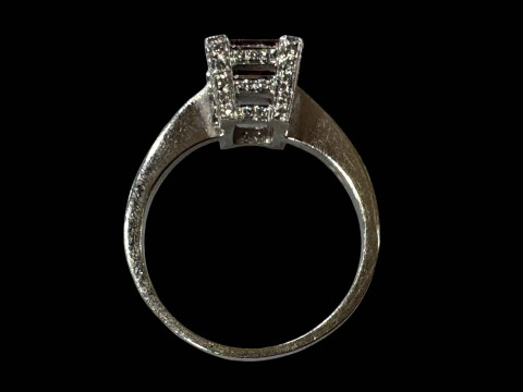 Pink tourmaline and diamond 18 carat white gold ring, size P/Q. thumbnail