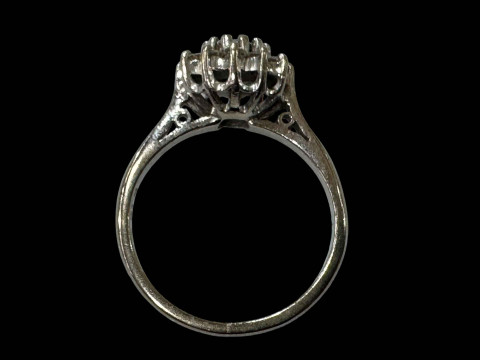 Aquamarine and diamond 18 carat white gold ring, size M. thumbnail