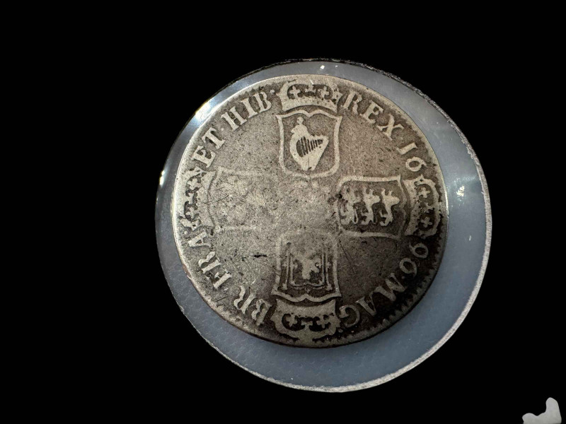 William III 1696 silver Chester mint half crown.