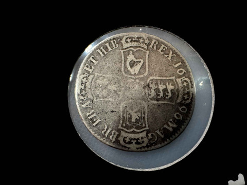 William III 1696 silver Chester mint half crown. thumbnail