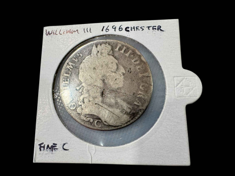 William III 1696 silver Chester mint half crown.