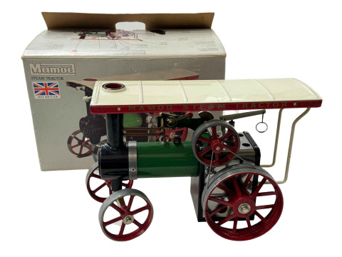 Mamod steam tractor with box.