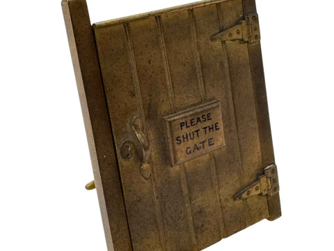 Novelty brass 'Please Shut the Gate' photograph frame.