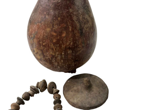 Columbian red clay vessel circa 800AD and a ring of 20 Torteros.