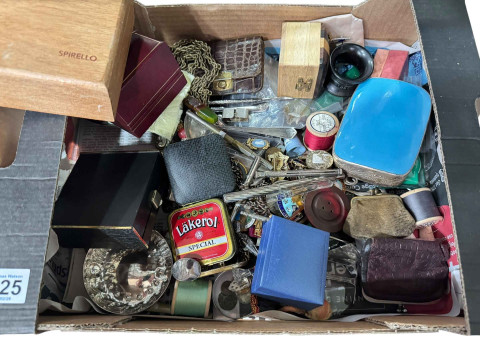 Box of collectables including wristwatches, etc.