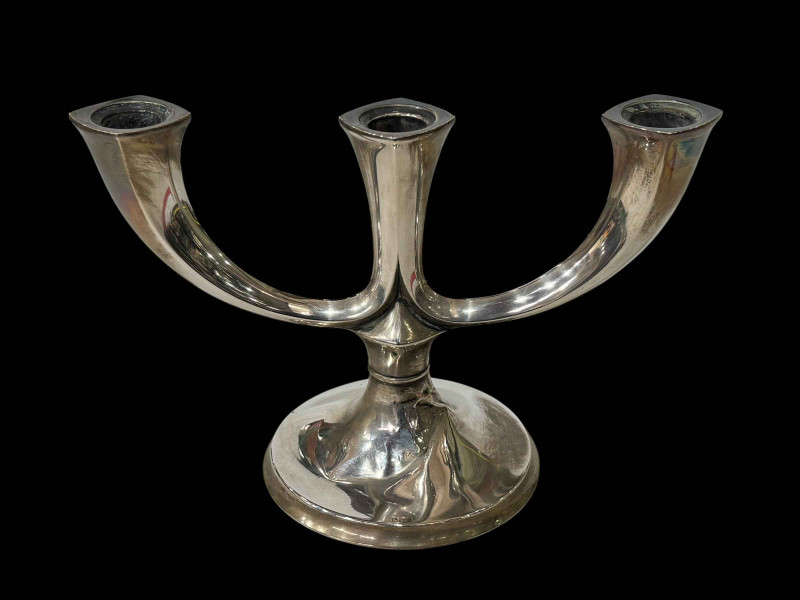 Continental silver 800 three branch candelabrum.