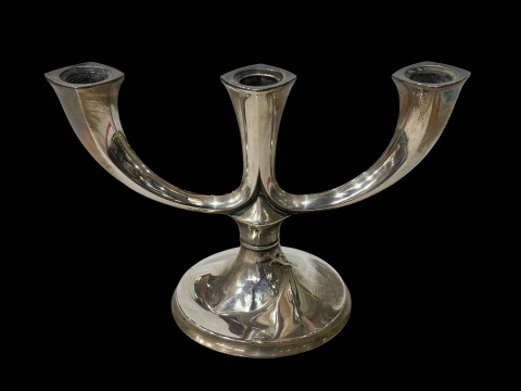 Continental silver 800 three branch candelabrum.