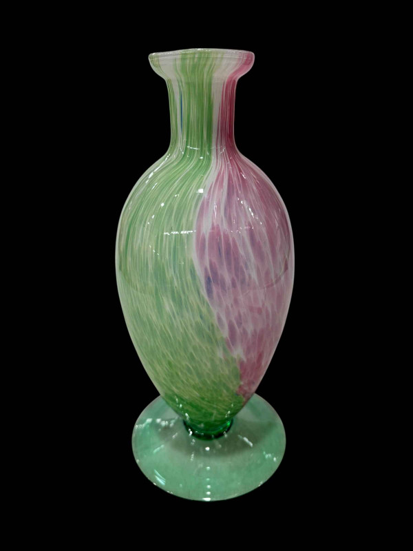 Murano multi coloured streak design vase, 32cm.