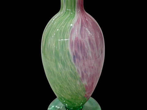 Murano multi coloured streak design vase, 32cm.