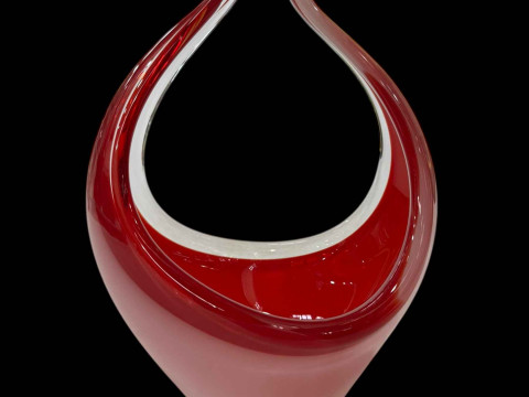 Large vintage 60's Murano Sommerso ruby red vase, 26cm.