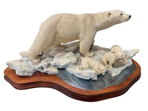 Border Fine Arts limited edition 'Arctic Adventure' polar bear and cubs...