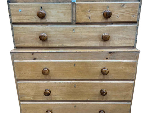 Victorian waxed pine linen chest, the hinged lid box top above a base...