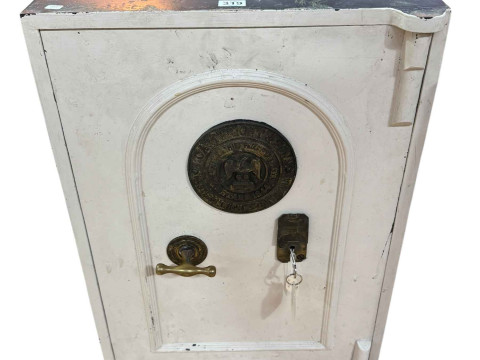 J Cartwright & Sons, Birmingham, vintage floor safe and key, 71.5cm by...