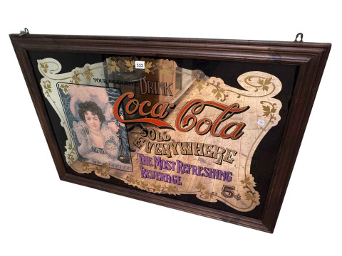 Coca Cola advert wall mirror, 71cm by 101cm.