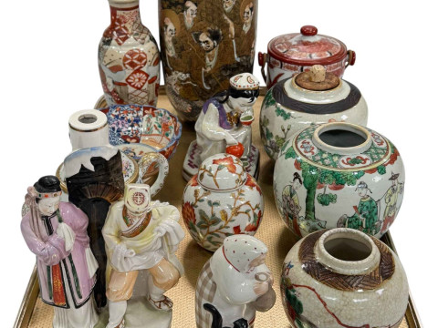 Large Satsuma vase, 25cm, Chinese ginger jars, USSR figures, Oriental...