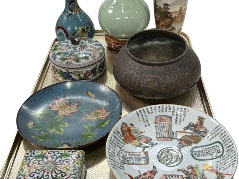 Collection of Oriental ceramics and Cloisonné including vases, lidded...
