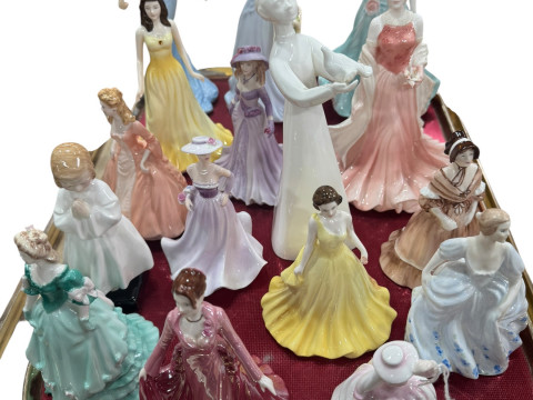 Fifteen Royal Doulton, Coalport and Royal Worcester figures.