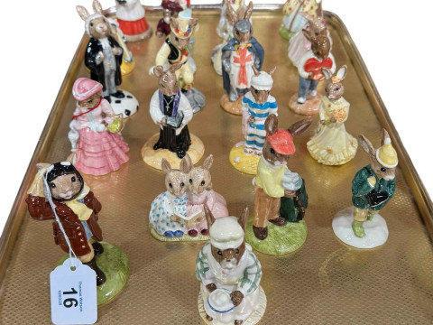 Collection of twenty one Royal Doulton Bunnykins with boxes.