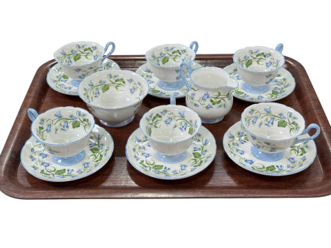 Shelley 'Harebell; 13590 fourteen piece tea set comprising six cups and...