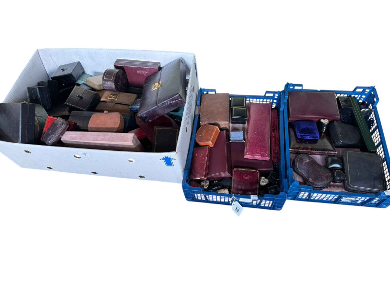 Three boxes of jewellery boxes.