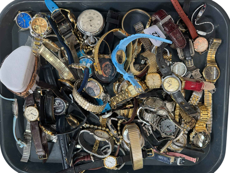 Tray of assorted wristwatches.