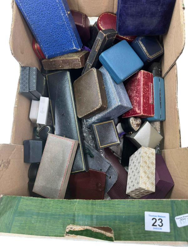 Collection of empty jewellery boxes.