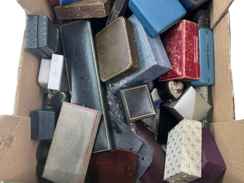 Collection of empty jewellery boxes.