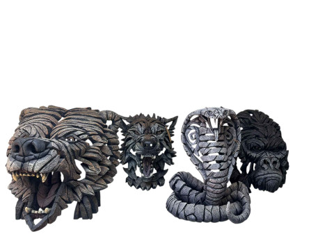 Enesco Edge Bears Head, Wolf, Gorilla and Cobra.