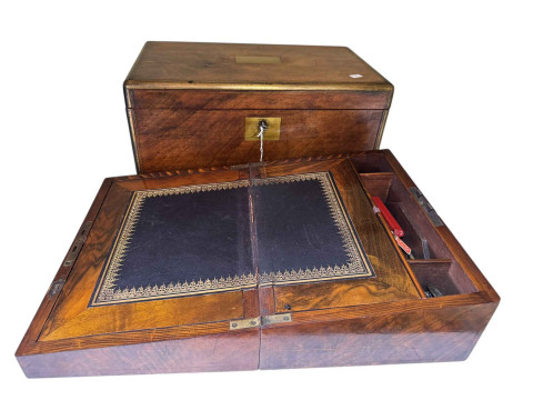 Victorian writing box and Victorian walnut box.